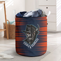 Buffalo Soldiers Fierce And Fearless Cavalry Laundry Basket Half Face Soldier And Bison Halftone Graphic Art