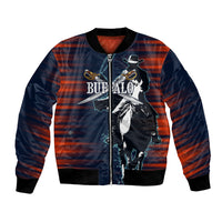Buffalo Soldiers Fierce And Fearless Cavalry Bomber Jacket Half Face Soldier And Bison Halftone Graphic Art