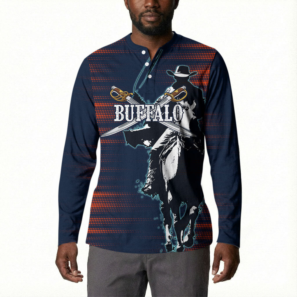 Buffalo Soldiers Fierce And Fearless Cavalry Button Sweatshirt Half Face Soldier And Bison Halftone Graphic Art