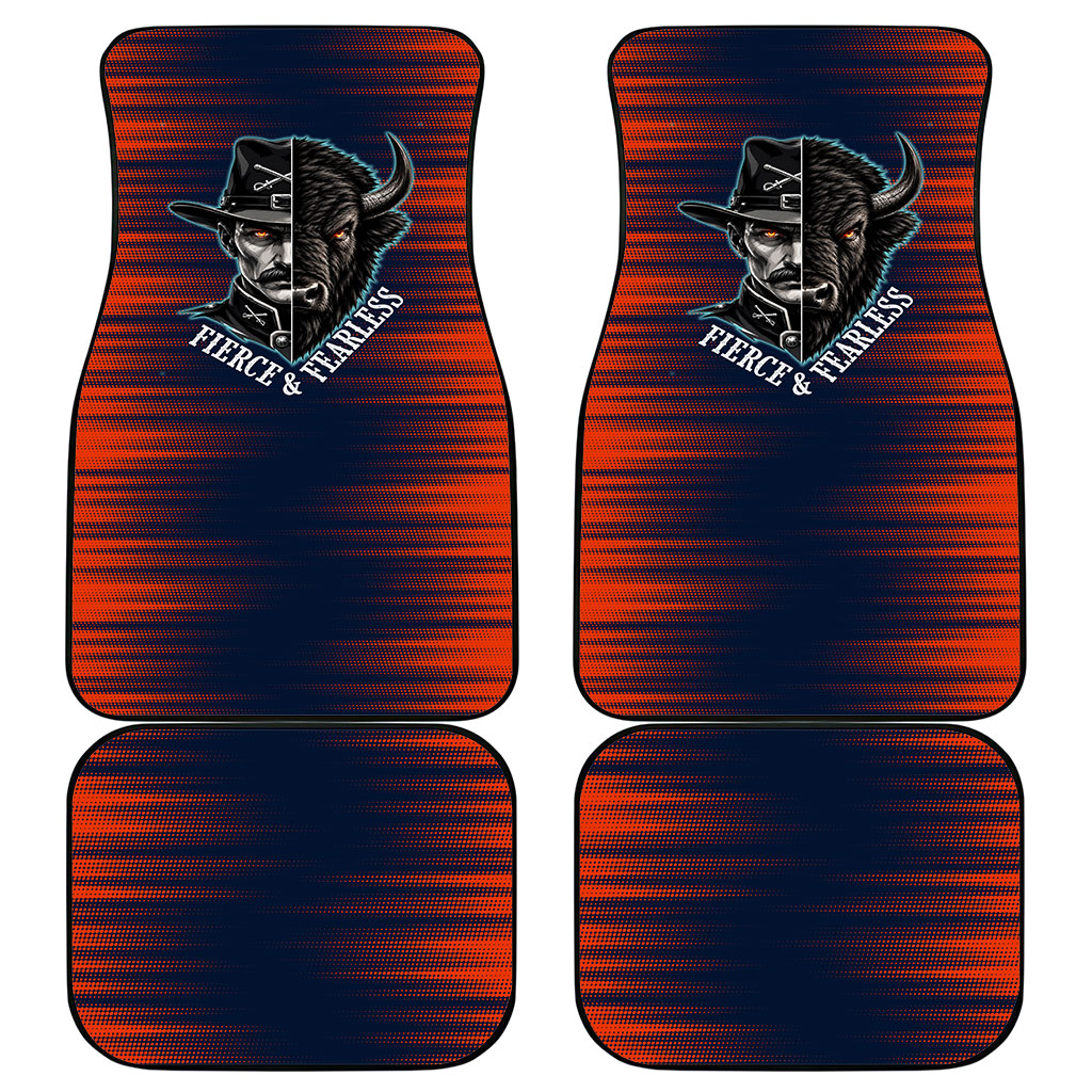Buffalo Soldiers Fierce And Fearless Cavalry Car Mats Half Face Soldier And Bison Halftone Graphic Art