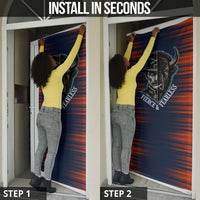 Buffalo Soldiers Fierce And Fearless Cavalry Door Cover Half Face Soldier And Bison Halftone Graphic Art