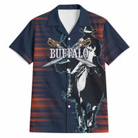 Buffalo Soldiers Fierce And Fearless Cavalry Hawaiian Shirt Half Face Soldier And Bison Halftone Graphic Art