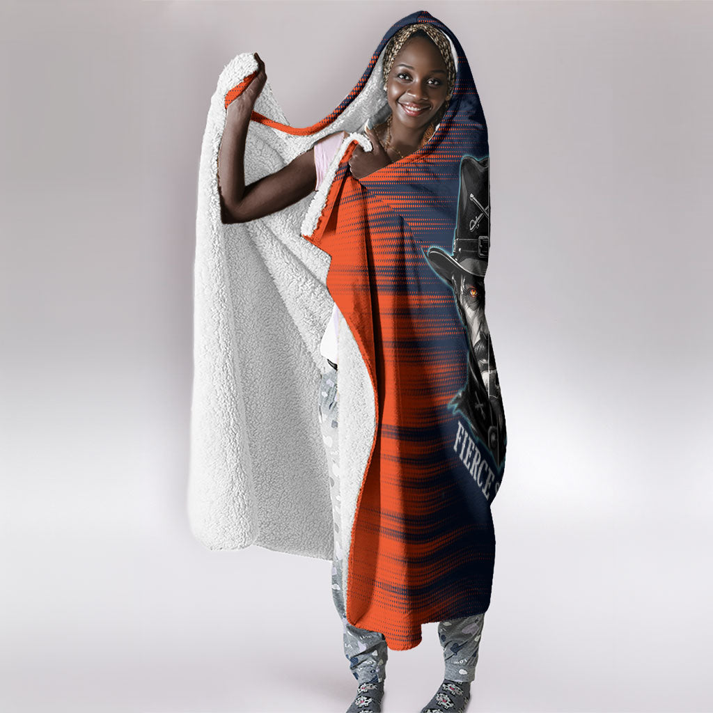 Buffalo Soldiers Fierce And Fearless Cavalry Hooded Blanket Half Face Soldier And Bison Halftone Graphic Art
