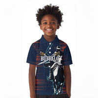 Buffalo Soldiers Fierce And Fearless Cavalry Kid Polo Shirt Half Face Soldier And Bison Halftone Graphic Art