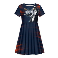 Buffalo Soldiers Fierce And Fearless Cavalry Kid Short Sleeve Dress Half Face Soldier And Bison Halftone Graphic Art