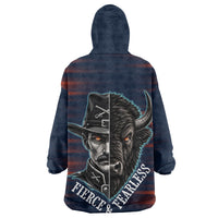 Buffalo Soldiers Fierce And Fearless Cavalry Kid Wearable Blanket Hoodie Half Face Soldier And Bison Halftone Graphic Art