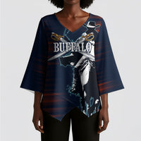 Buffalo Soldiers Fierce And Fearless Cavalry Kimono Sleeve Blouse Half Face Soldier And Bison Halftone Graphic Art