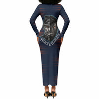 Buffalo Soldiers Fierce And Fearless Cavalry Long Sleeve Bodycon Dress Half Face Soldier And Bison Halftone Graphic Art
