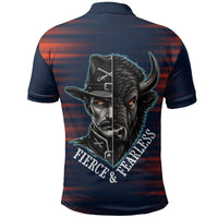 Buffalo Soldiers Fierce And Fearless Cavalry Polo Shirt Half Face Soldier And Bison Halftone Graphic Art