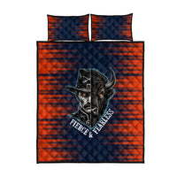 Buffalo Soldiers Fierce And Fearless Cavalry Quilt Bed Set Half Face Soldier And Bison Halftone Graphic Art