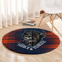 Buffalo Soldiers Fierce And Fearless Cavalry Round Carpet Half Face Soldier And Bison Halftone Graphic Art
