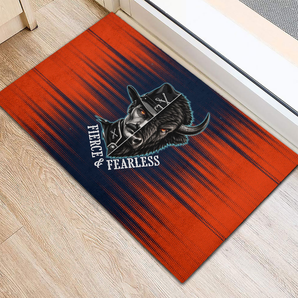 Buffalo Soldiers Fierce And Fearless Cavalry Rubber Doormat Half Face Soldier And Bison Halftone Graphic Art