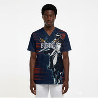 Buffalo Soldiers Fierce And Fearless Cavalry Scrub Top Half Face Soldier And Bison Halftone Graphic Art
