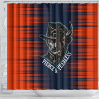 Buffalo Soldiers Fierce And Fearless Cavalry Shower Curtain Half Face Soldier And Bison Halftone Graphic Art