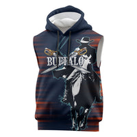 Buffalo Soldiers Fierce And Fearless Cavalry Sleeveless Hoodie Half Face Soldier And Bison Halftone Graphic Art