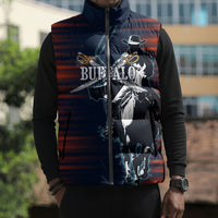 Buffalo Soldiers Fierce And Fearless Cavalry Sleeveless Puffer Jacket Half Face Soldier And Bison Halftone Graphic Art