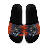 Buffalo Soldiers Fierce And Fearless Cavalry Slide Sandals Half Face Soldier And Bison Halftone Graphic Art
