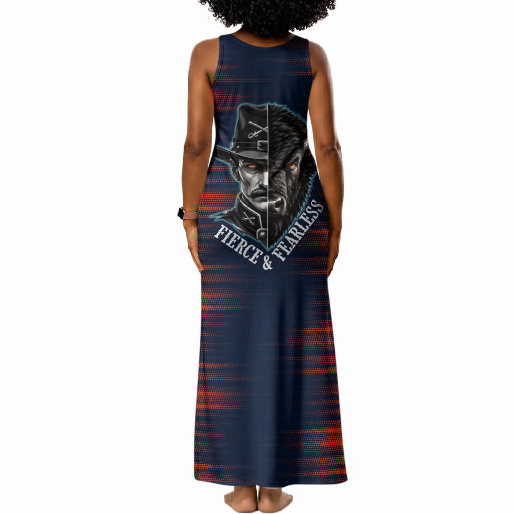 Buffalo Soldiers Fierce And Fearless Cavalry Tank Maxi Dress Half Face Soldier And Bison Halftone Graphic Art