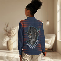 Buffalo Soldiers Fierce And Fearless Cavalry Women Casual Shirt Half Face Soldier And Bison Halftone Graphic Art
