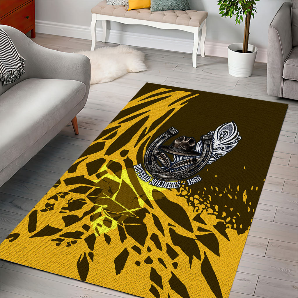 Buffalo Soldiers 9th And 10th Cavalry Regiments Area Rug Wild And Untamed Vintage Western Horseshoe Graphic Art
