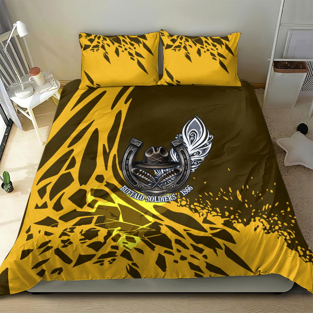 Buffalo Soldiers 9th And 10th Cavalry Regiments Bedding Set Wild And Untamed Vintage Western Horseshoe Graphic Art