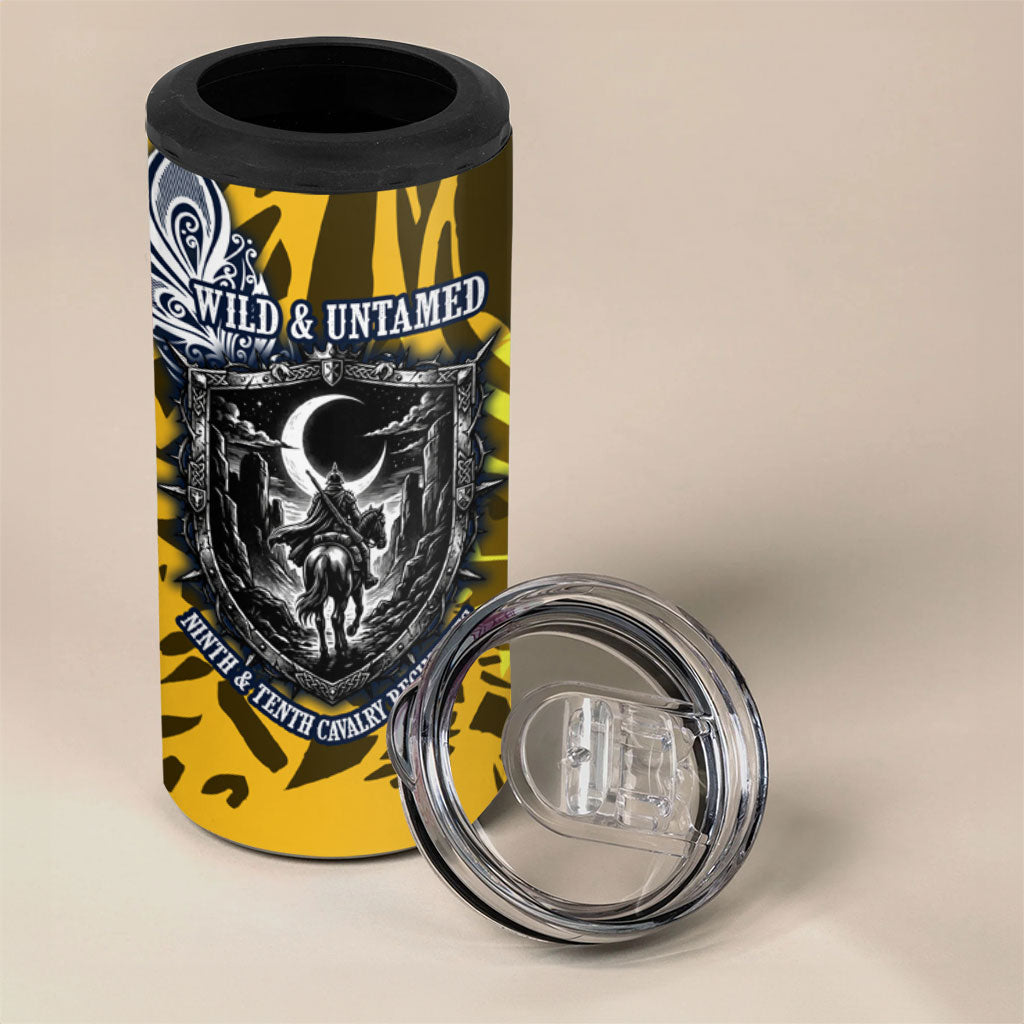 Buffalo Soldiers 9th And 10th Cavalry Regiments 4 in 1 Can Cooler Tumbler Wild And Untamed Vintage Western Horseshoe Graphic Art