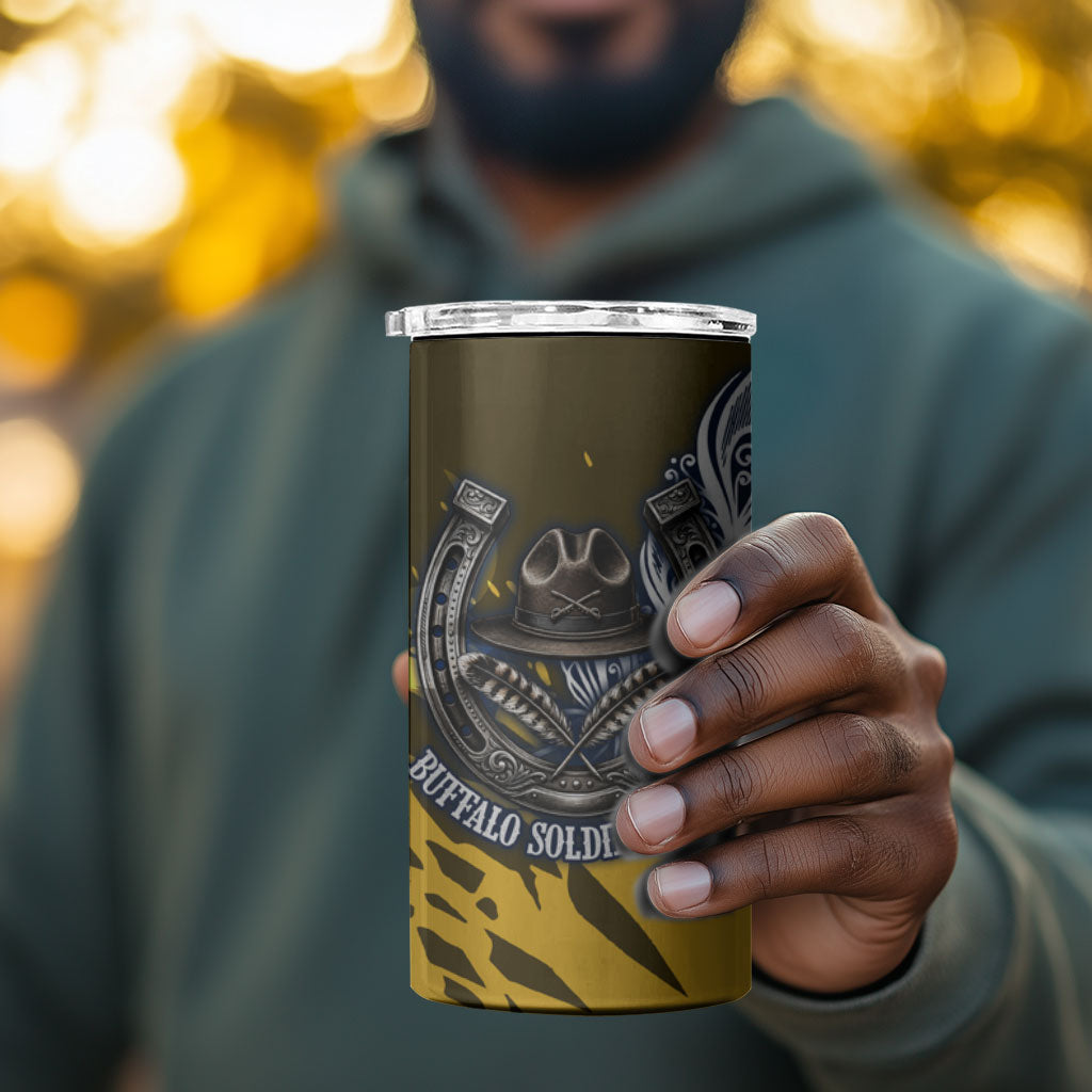 Buffalo Soldiers 9th And 10th Cavalry Regiments 4 in 1 Can Cooler Tumbler Wild And Untamed Vintage Western Horseshoe Graphic Art