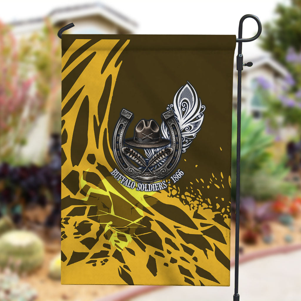 Buffalo Soldiers 9th And 10th Cavalry Regiments Garden Flag Wild And Untamed Vintage Western Horseshoe Graphic Art