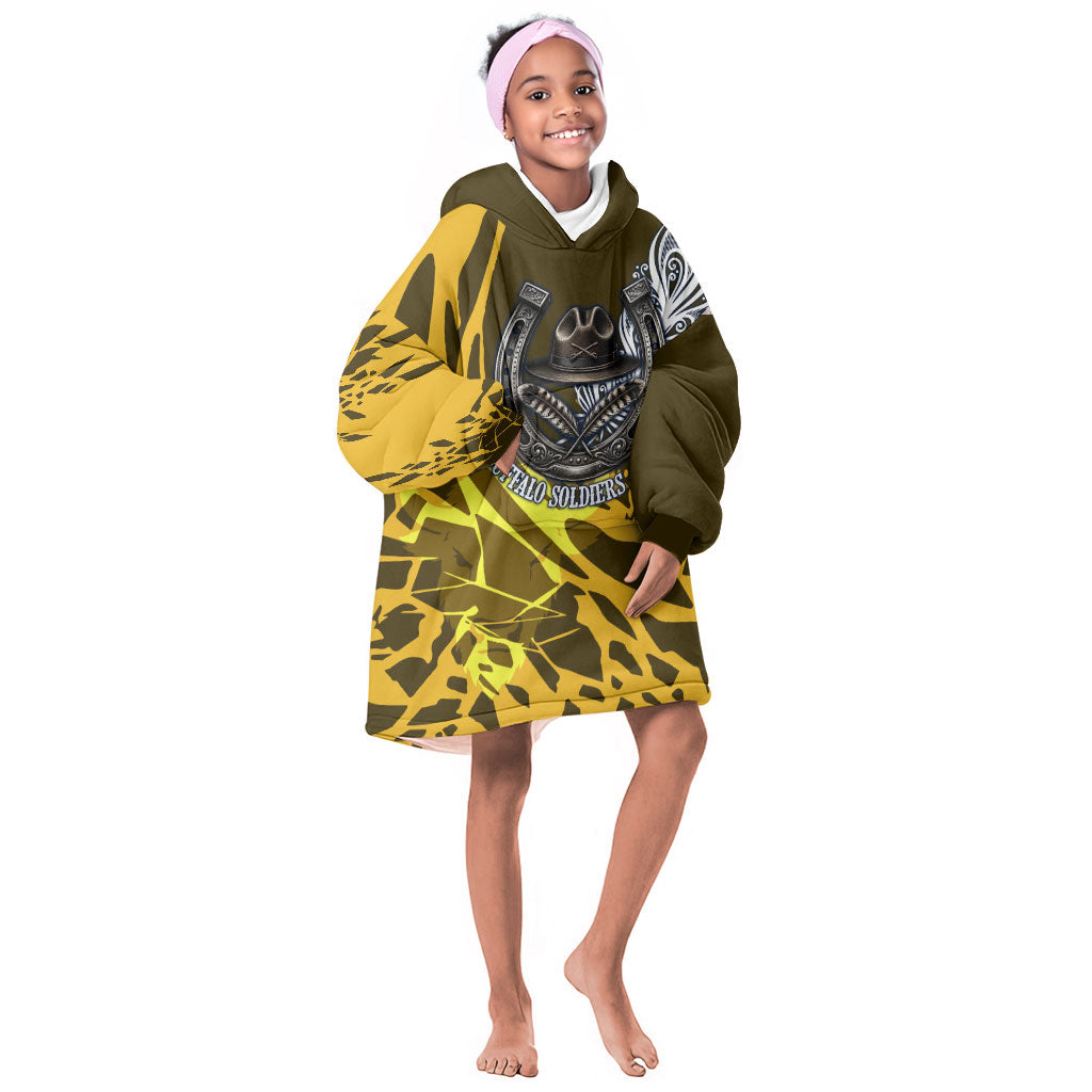 Buffalo Soldiers 9th And 10th Cavalry Regiments Kid Wearable Blanket Hoodie Wild And Untamed Vintage Western Horseshoe Graphic Art