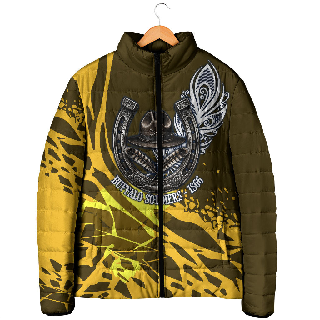 Buffalo Soldiers 9th And 10th Cavalry Regiments Padded Jacket Wild And Untamed Vintage Western Horseshoe Graphic Art