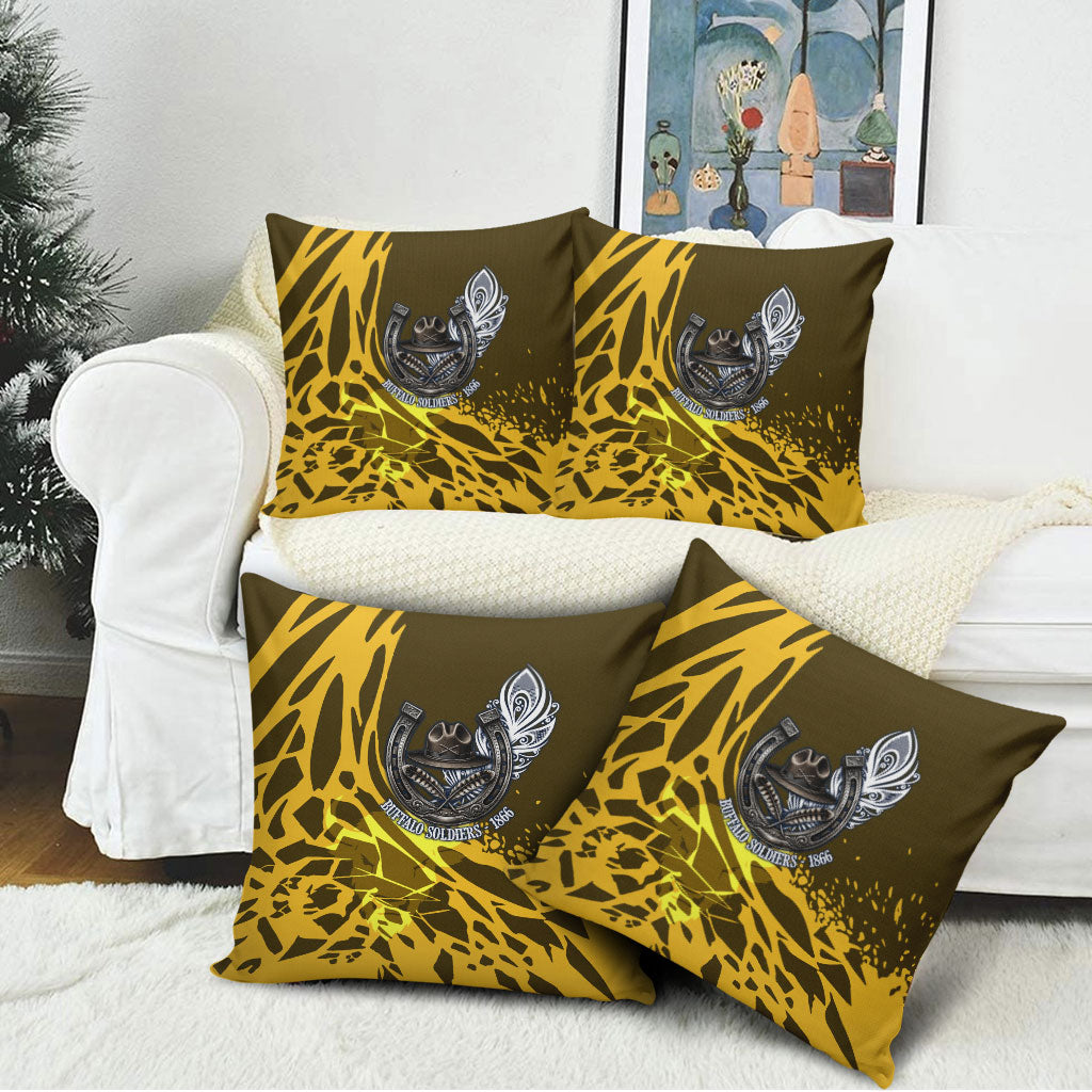 Buffalo Soldiers 9th And 10th Cavalry Regiments Pillow Cover Wild And Untamed Vintage Western Horseshoe Graphic Art
