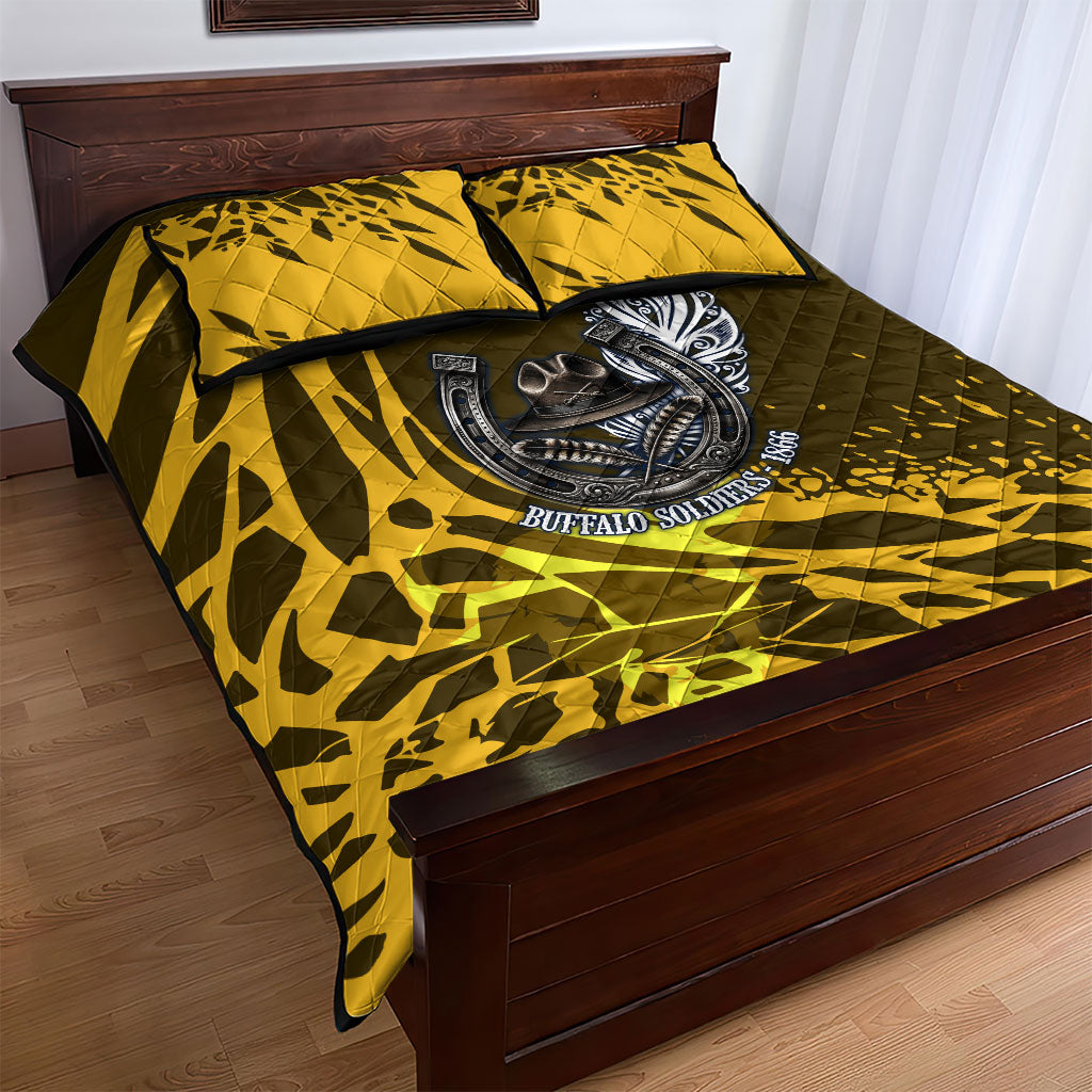 Buffalo Soldiers 9th And 10th Cavalry Regiments Quilt Bed Set Wild And Untamed Vintage Western Horseshoe Graphic Art