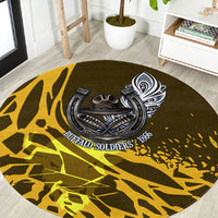 Buffalo Soldiers 9th And 10th Cavalry Regiments Round Carpet Wild And Untamed Vintage Western Horseshoe Graphic Art