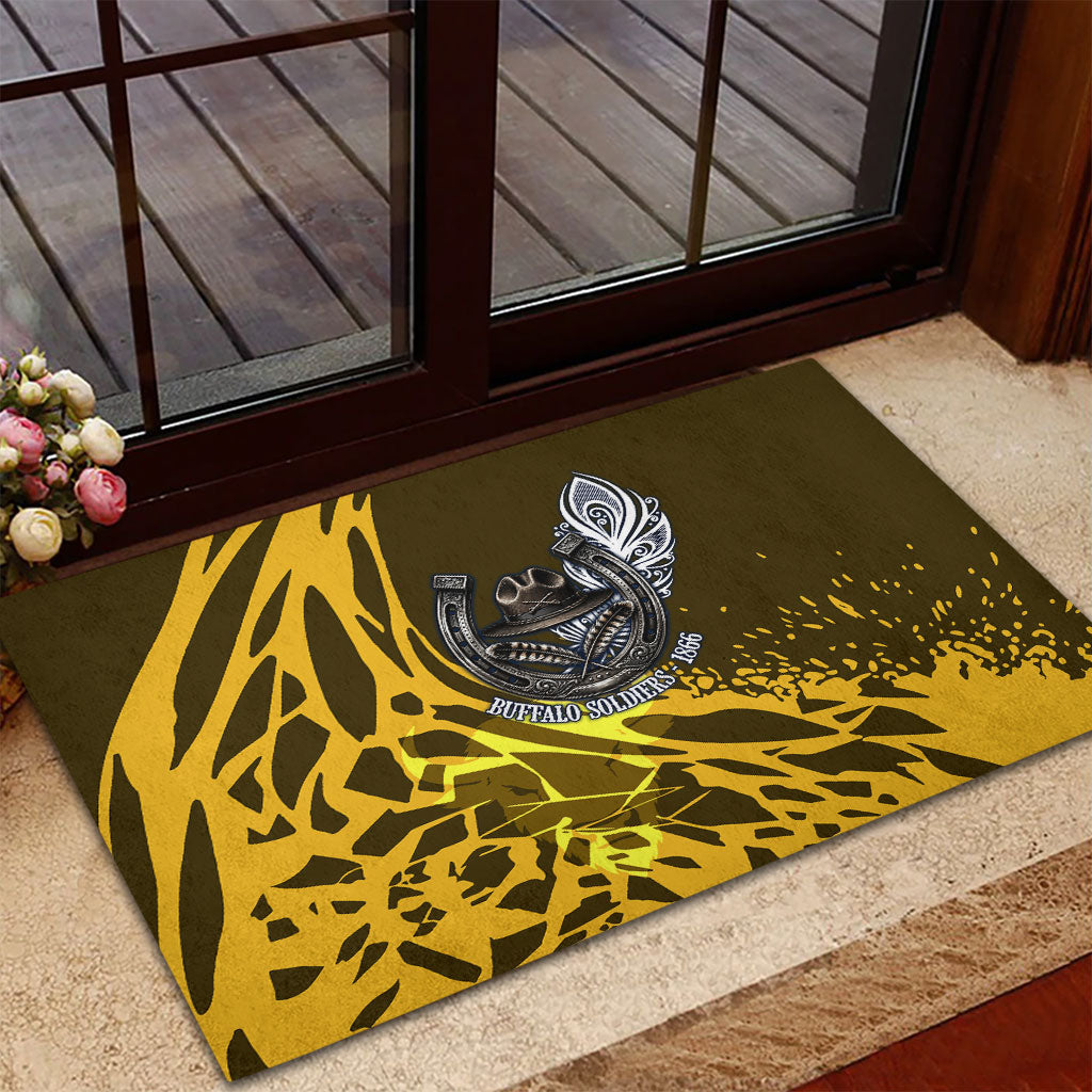 Buffalo Soldiers 9th And 10th Cavalry Regiments Rubber Doormat Wild And Untamed Vintage Western Horseshoe Graphic Art