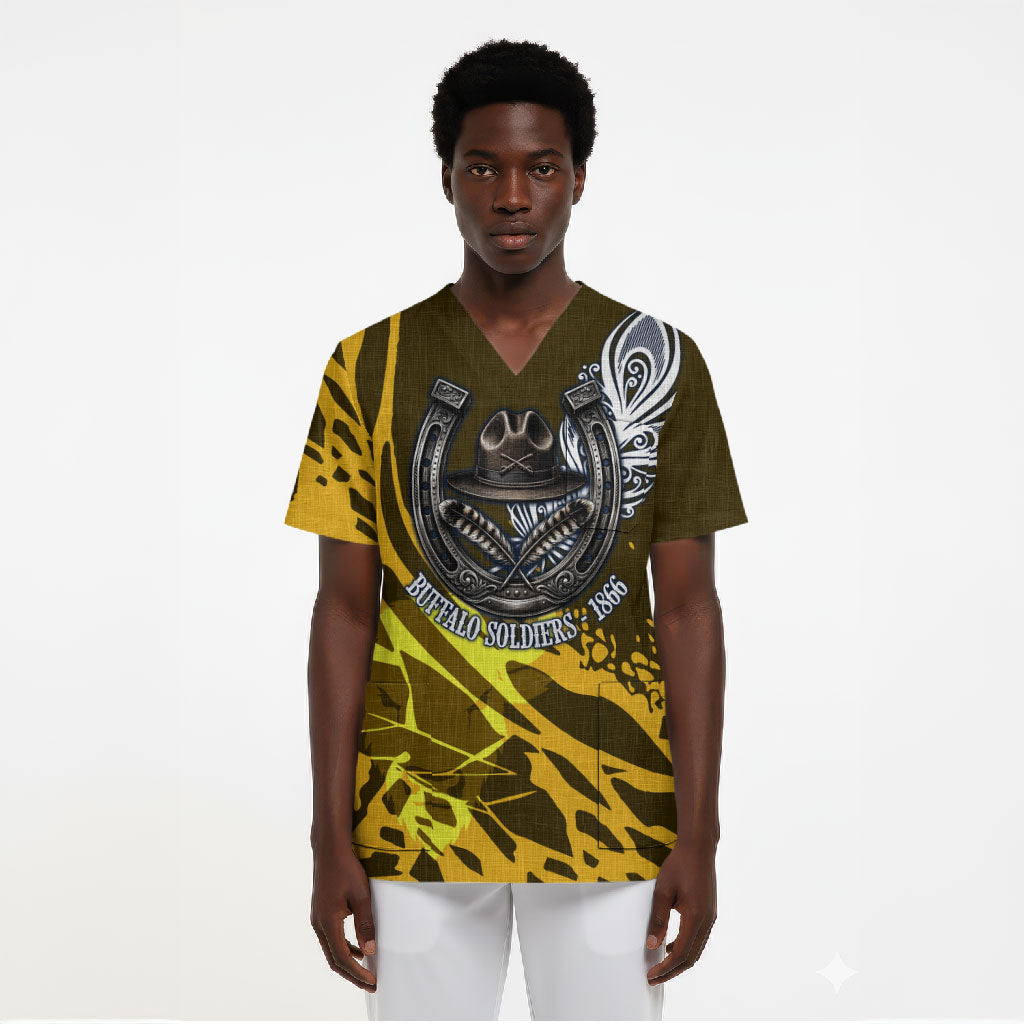 Buffalo Soldiers 9th And 10th Cavalry Regiments Scrub Top Wild And Untamed Vintage Western Horseshoe Graphic Art