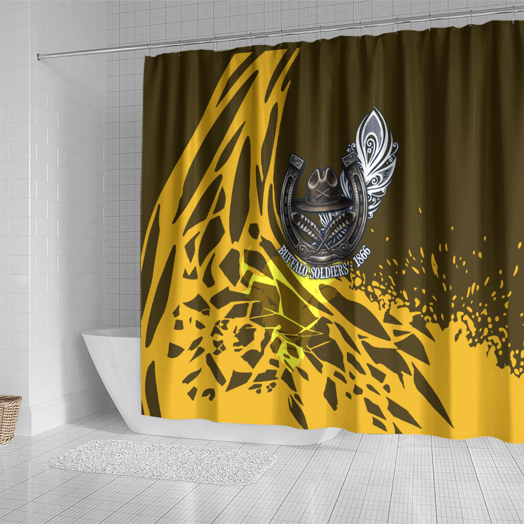 Buffalo Soldiers 9th And 10th Cavalry Regiments Shower Curtain Wild And Untamed Vintage Western Horseshoe Graphic Art