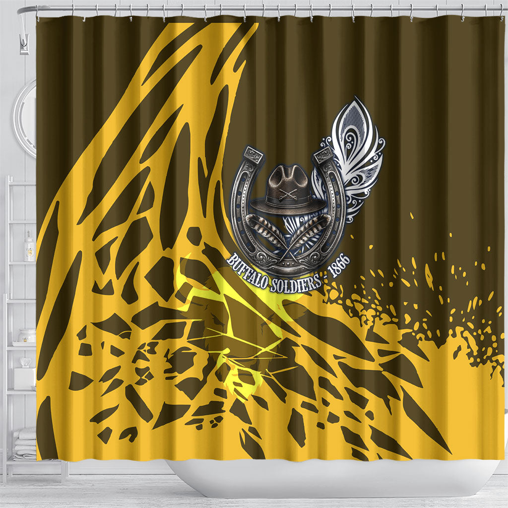 Buffalo Soldiers 9th And 10th Cavalry Regiments Shower Curtain Wild And Untamed Vintage Western Horseshoe Graphic Art