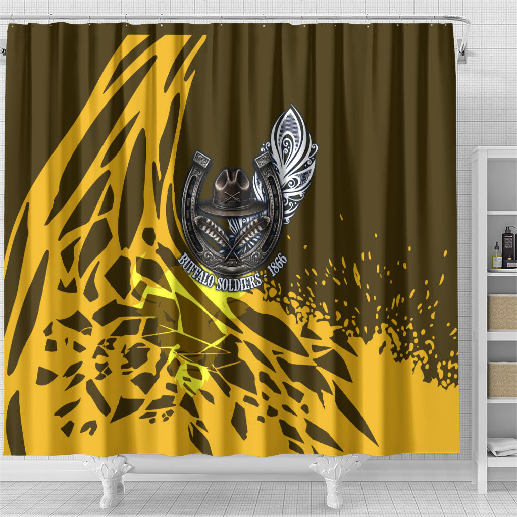 Buffalo Soldiers 9th And 10th Cavalry Regiments Shower Curtain Wild And Untamed Vintage Western Horseshoe Graphic Art