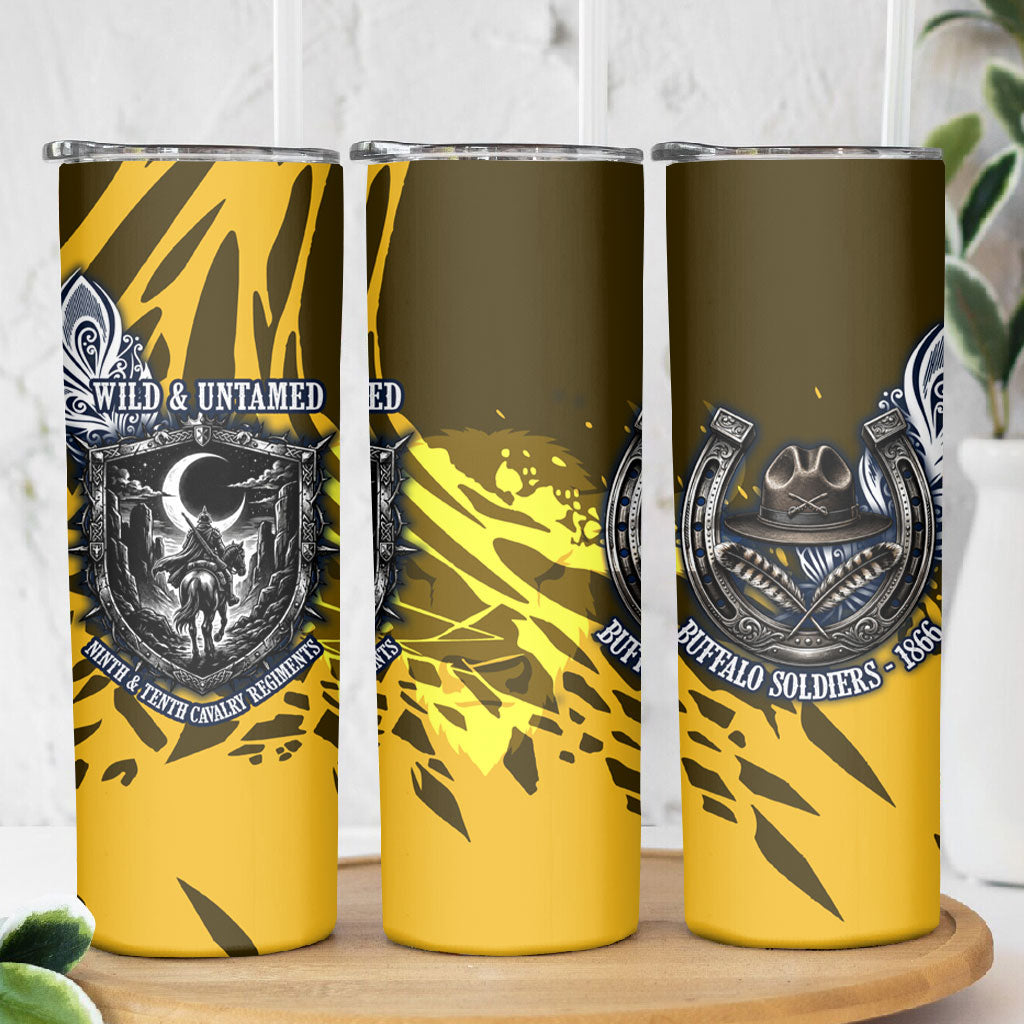 Buffalo Soldiers 9th And 10th Cavalry Regiments Skinny Tumbler Wild And Untamed Vintage Western Horseshoe Graphic Art