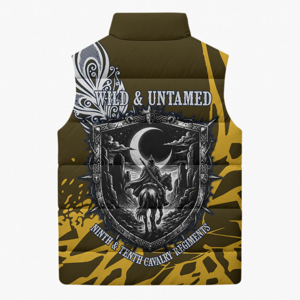 Buffalo Soldiers 9th And 10th Cavalry Regiments Sleeveless Puffer Jacket Wild And Untamed Vintage Western Horseshoe Graphic Art