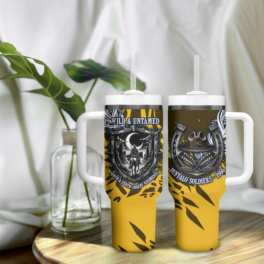 Buffalo Soldiers 9th And 10th Cavalry Regiments Tumbler With Handle Wild And Untamed Vintage Western Horseshoe Graphic Art