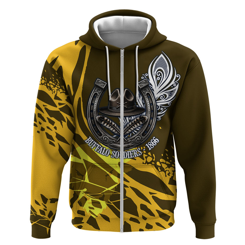 Buffalo Soldiers 9th And 10th Cavalry Regiments Zip Hoodie Wild And Untamed Vintage Western Horseshoe Graphic Art