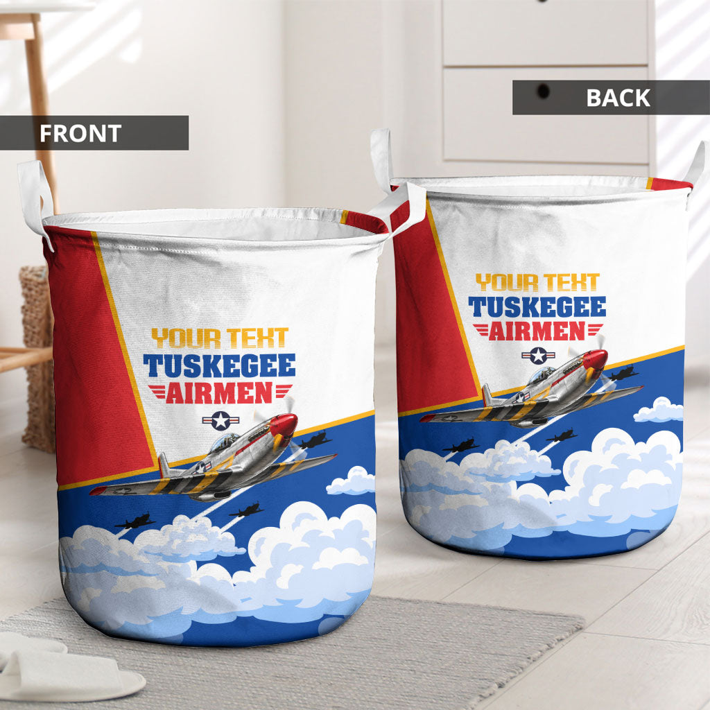 Personalized Tuskegee Airmen Laundry Basket Expect To Win P-51 Mustang Patriotic Aviation Art