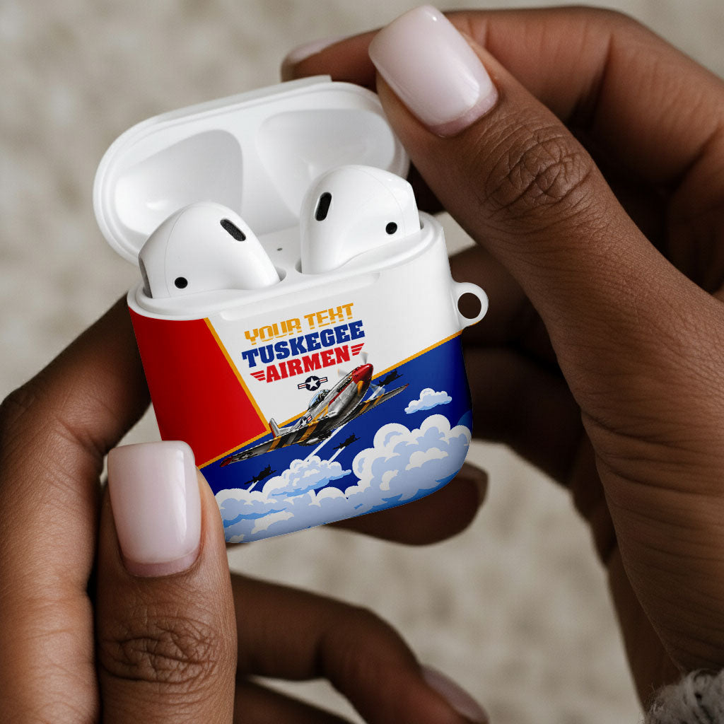 Personalized Tuskegee Airmen AirPods Case Expect To Win P-51 Mustang Patriotic Aviation Art