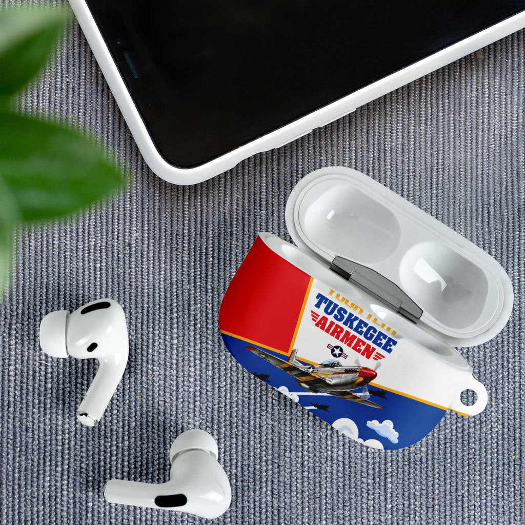 Personalized Tuskegee Airmen AirPods Case Expect To Win P-51 Mustang Patriotic Aviation Art
