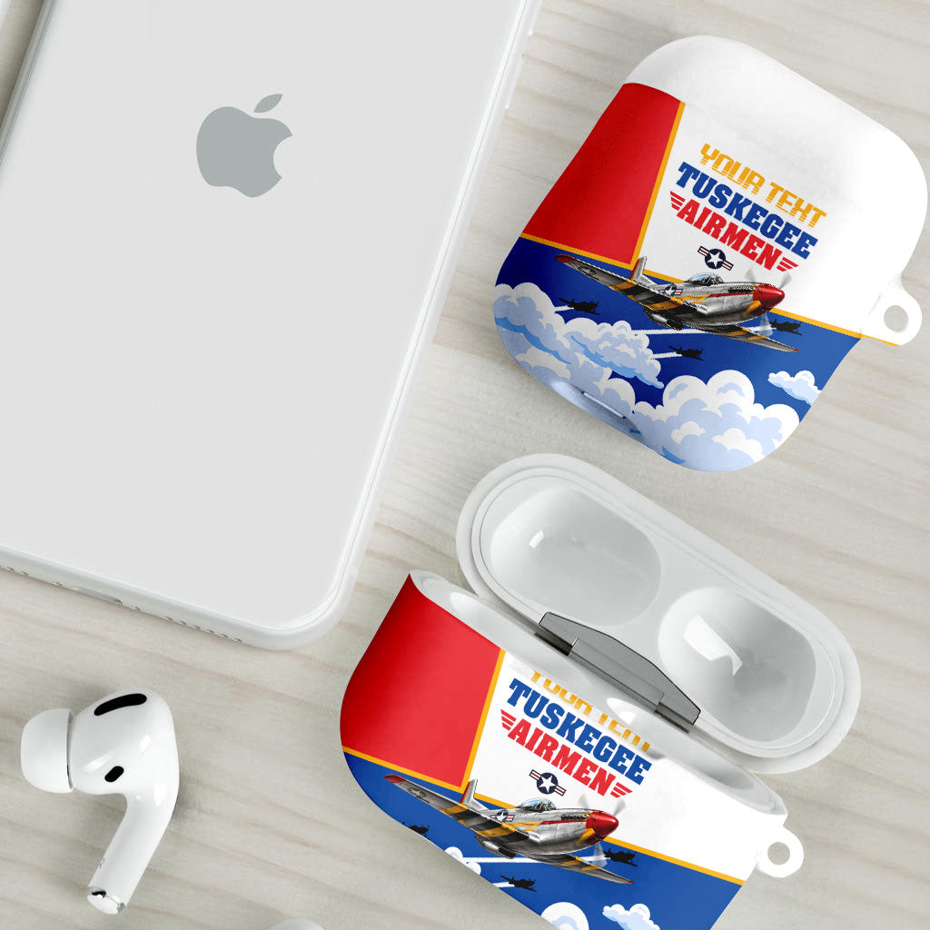 Personalized Tuskegee Airmen AirPods Case Expect To Win P-51 Mustang Patriotic Aviation Art