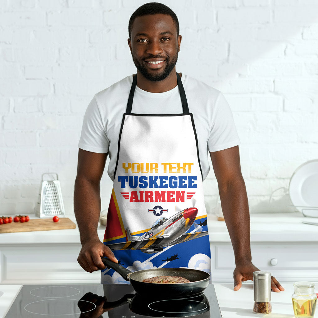 Personalized Tuskegee Airmen Apron Expect To Win P-51 Mustang Patriotic Aviation Art