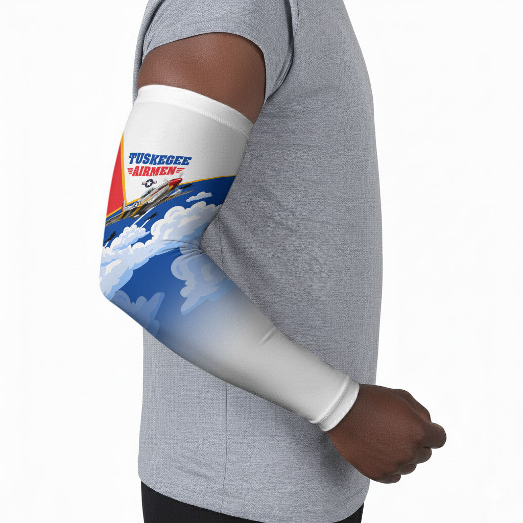 Personalized Tuskegee Airmen Arm Sleeves Expect To Win P-51 Mustang Patriotic Aviation Art