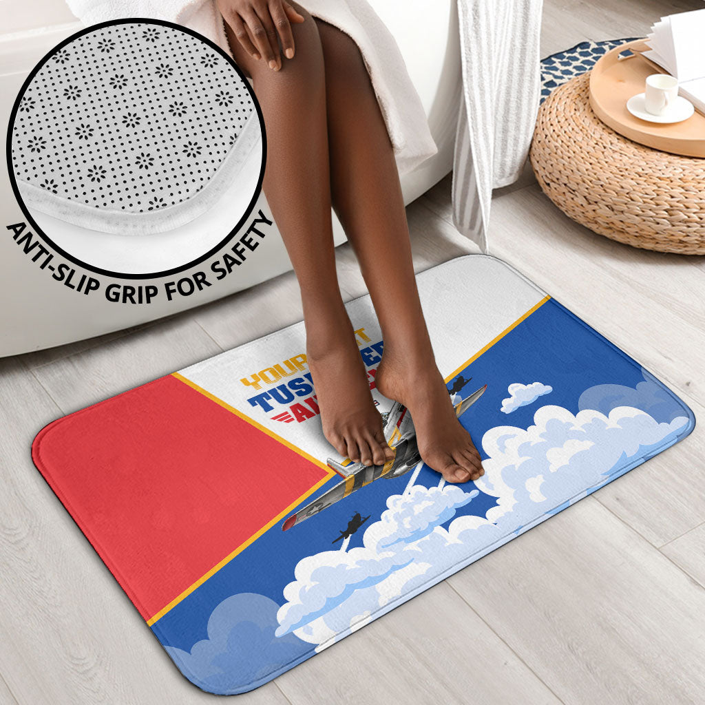 Personalized Tuskegee Airmen Bathroom Set Expect To Win P-51 Mustang Patriotic Aviation Art