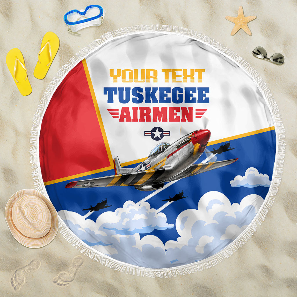 Personalized Tuskegee Airmen Beach Blanket Expect To Win P-51 Mustang Patriotic Aviation Art